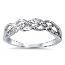 Load image into Gallery viewer, Sterling Silver Elegant Infinity Band Ring Inlaid with Clear Czs Ring And Face Height of 5MM