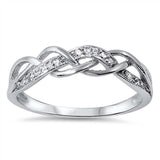 Sterling Silver Elegant Infinity Band Ring Inlaid with Clear Czs Ring And Face Height of 5MM