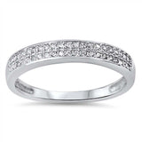 Sterling Silver Double Row Set with Micro Paved Clear Czs Eternity Band RingAnd Band Width of 3MM