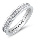 Sterling Silver Classy Eternity Band Ring Set with Small Clear CzsAnd Band Width of 4MM