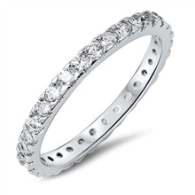 Load image into Gallery viewer, Sterling Silver Trendy Stackable Ring Set with Clear CzsAnd Band Width of 2MM