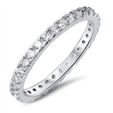 Sterling Silver Trendy Stackable Ring Set with Clear CzsAnd Band Width of 2MM