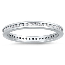 Load image into Gallery viewer, Sterling Silver Classy Eternity Band Ring Set with Clear CzsAnd Band Width of 3MM