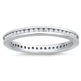 Sterling Silver Classy Eternity Band Ring Set with Clear CzsAnd Band Width of 3MM