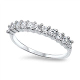 Sterling Silver Elegant Ring Set with Multi Solitaire Round Cut Clear CzsAnd Face Height of 3MM