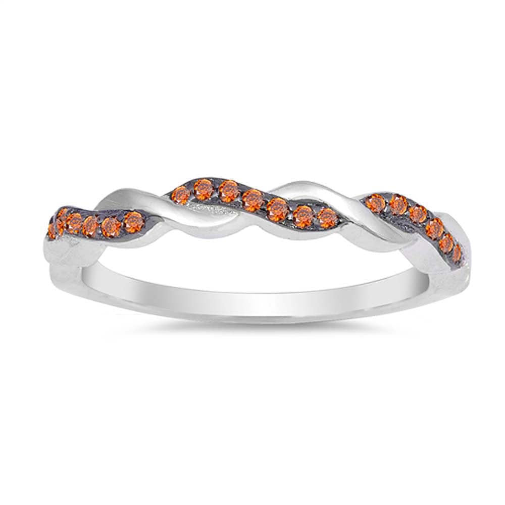 Sterling Silver Infinity Shaped Garnet And Clear CZ RingAnd Face Height 3mm