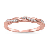 Sterling Silver Rose Gold Plated Infinity Shaped Clear CZ RingAnd Face Height 3mm