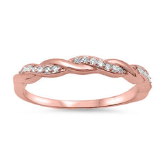 Sterling Silver Rose Gold Plated Infinity Shaped Clear CZ RingAnd Face Height 3mm