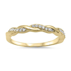 Sterling Silver Yellow Gold Plated Infinity Shaped Clear CZ RingAnd Face Height 3mm