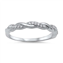 Load image into Gallery viewer, Sterling Silver Stylish Braided Band Ring Inlaid with Clear CzsAnd Face Height of 3MM