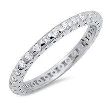 Load image into Gallery viewer, Sterlign Silver Fancy Eternity Band Ring Set with Round Cut Clear Czs on Channnel SettingAnd Band Width of 2MM