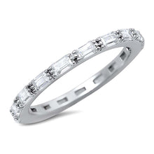 Load image into Gallery viewer, Sterling Silver Modish Eternity Band Ring Set with Straight Baguette Clear CzsAnd Band Width of 2MM