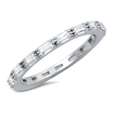 Sterling Silver Modish Eternity Band Ring Set with Straight Baguette Clear CzsAnd Band Width of 2MM