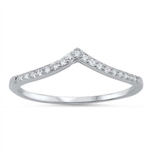 Load image into Gallery viewer, Sterling Silver Wave Shaped Clear CZ RingAnd Face Height 4mm