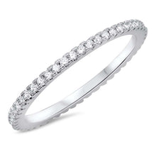 Load image into Gallery viewer, Sterling Silver Plain Simple Clear CZ RingAnd Band Width 2mm