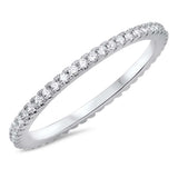 Sterling Silver Plain Simple Clear CZ RingAnd Band Width 2mm