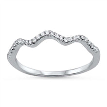 Load image into Gallery viewer, Sterling Silver Trendy Wavy Band Ring Set with Clear CzsAnd Face Height of 3MM