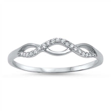 Load image into Gallery viewer, Sterling Silver Open Braided Design Inlaid with Clear Czs RingAnd Face Height of 4MM