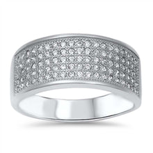 Load image into Gallery viewer, Sterling Silver Elegant Flat Band Ring Embedded with Micro Paved Clear CzsAnd Face Height of 9MM