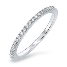 Load image into Gallery viewer, Sterling Silver Plain Simple Clear CZ RingAnd Band Width 2mm