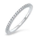 Sterling Silver Plain Simple Clear CZ RingAnd Band Width 2mm