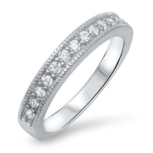 Load image into Gallery viewer, Sterling Silver Modish Round Cut Clear Czs Eternity Band Ring with Band Width of 3MM