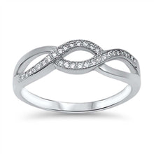 Load image into Gallery viewer, Sterling Silver Open Braided Design Inlaid with Clear Czs RingAnd Face Height of 6MM