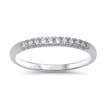 Load image into Gallery viewer, Sterling Silver Classy Band Ring Set with Round Cut Clear CzsAnd Band Width of 2MM