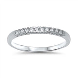 Sterling Silver Classy Band Ring Set with Round Cut Clear CzsAnd Band Width of 2MM