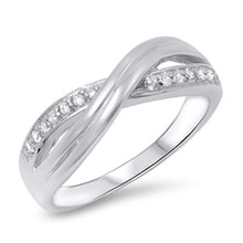 Load image into Gallery viewer, Sterling Silver Stylish Infinity Band Ring Embedded with Clear CzsAnd Face Height of 7MM