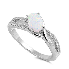 Load image into Gallery viewer, Sterling Silver Oval Shaped White Opal And Clear CZ RingAnd Face Height 8mm