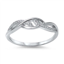 Load image into Gallery viewer, Sterling Silver Fancy Infinity Band Ring Embedded with Clear Cz StonesAnd Face Height of 5MM