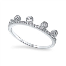 Load image into Gallery viewer, Sterling Silver Fancy Crown Design Paved Band Ring with Face Height of 4MM