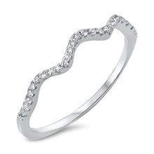 Load image into Gallery viewer, Sterling Silver Fancy Half Paved Wavy Band Ring with Face Height of 3MM