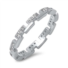 Load image into Gallery viewer, Sterlin gSilver Fancy Design Band Ring Embedded with Clear Cz StonesAnd Band Width of 2MM