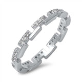Sterlin gSilver Fancy Design Band Ring Embedded with Clear Cz StonesAnd Band Width of 2MM