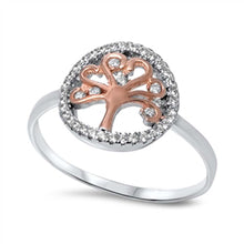 Load image into Gallery viewer, Sterling Silver Two-Toned Fancy Tree of Life Design Embedded with Clear Czs RingAnd Face Height of 12MM