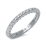 Sterling Silver Modish Eternity Band Ring Embedded with Clear Cz StonesAnd Band Width of 2MM