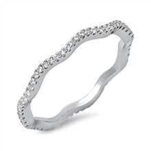 Load image into Gallery viewer, Sterling Silver Fancy Paved Wavy Band Ring with Face Height of 2MM