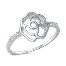 Load image into Gallery viewer, Sterling Silver Trendy Flower Design Band Ring Inlaid with Clear Cz StonesAnd Face Height of 11MM