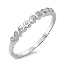 Load image into Gallery viewer, Sterling Silver Multi Clear Cz Stones on Bezel Setting Ring with Band Width of 2MM