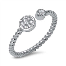 Load image into Gallery viewer, Sterling Silver Fancy Paved Circle Design Twisted Open Band Ring with Face Height of 6MM