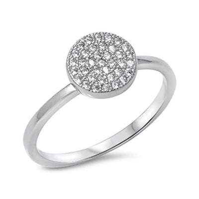 Sterling Silver Fancy Paved Circle Design Ring with Face Height of 9MM