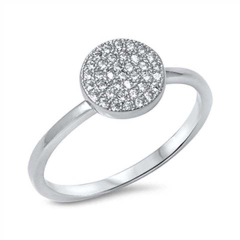 Sterling Silver Fancy Paved Circle Design Ring with Face Height of 9MM