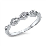 Sterling Silver Infinity Design Embedded with Clear Cz Stones RingAnd Face Height of 4MM