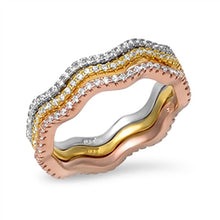 Load image into Gallery viewer, Sterling Silver Three Toned Eternity Wavy Band Ring with Band Width of 2MM