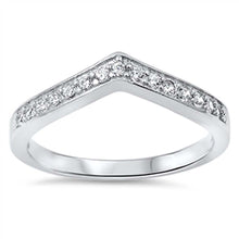 Load image into Gallery viewer, Sterling Silver Modish Chevron Band Ring Embedded with Clear Cz StoneAnd Face Height of 5MM