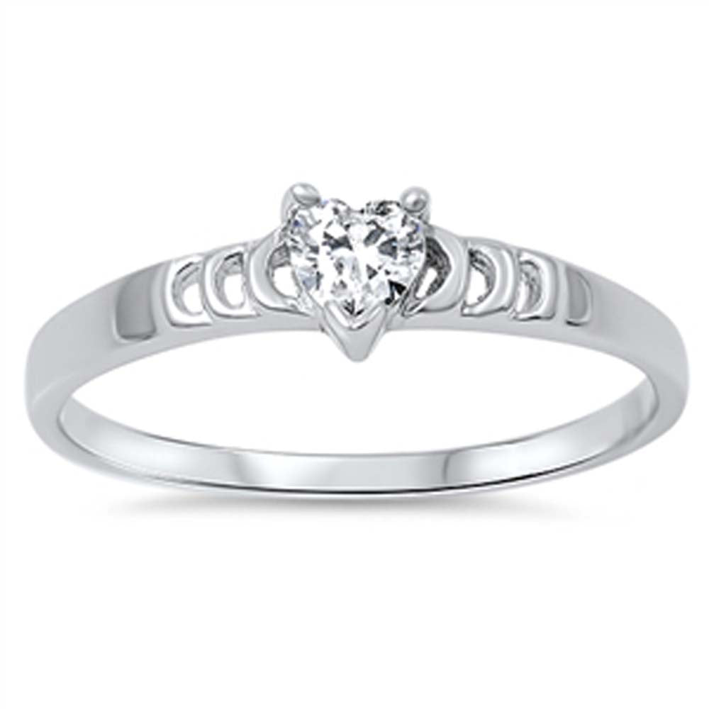 Sterling Silver Heart Cubic Zirconia Ring