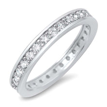 Load image into Gallery viewer, Sterling Silver Fancy Eternity Band Ring Set with Round Clear Czs on Channel SettingAnd Band With of 3MM