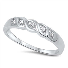 Load image into Gallery viewer, Sterling Silver Twisted Eternity Design Embedded with Clear Cz Stone RingAnd Face Height of 4MM